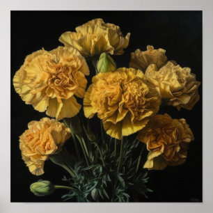 Gele anjers Bloemen Art Print Poster