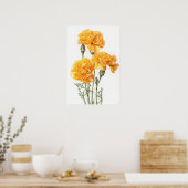 Gele anjers Bloemen Art Print Poster (Keuken)