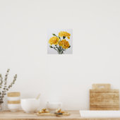 Gele anjers Bloemen Art Print Poster (Keuken)