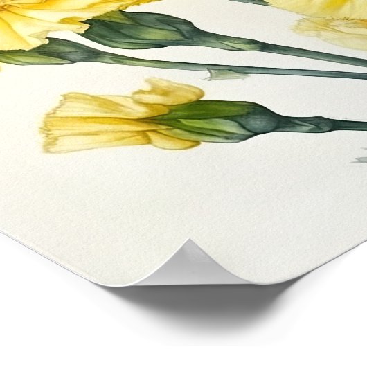 Gele anjers Bloemen Art Print Poster (Hoek)