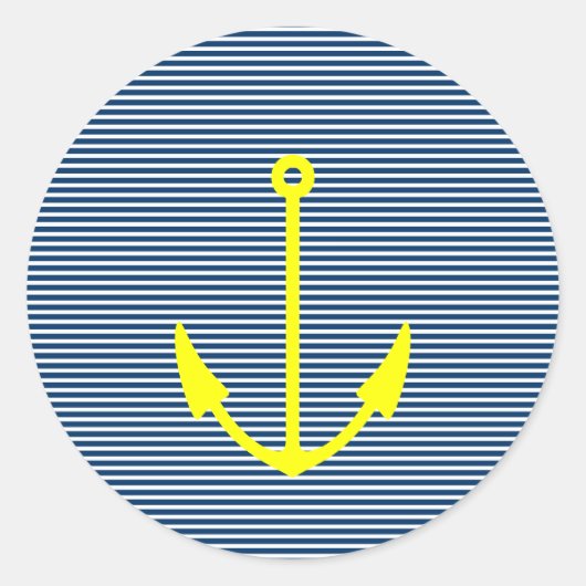 Gele anker stickers met marineblauwe strepen (Voorkant)