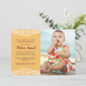 Gele Annaprashana eerste rijstceremonie Kaart (Staand voorkant)