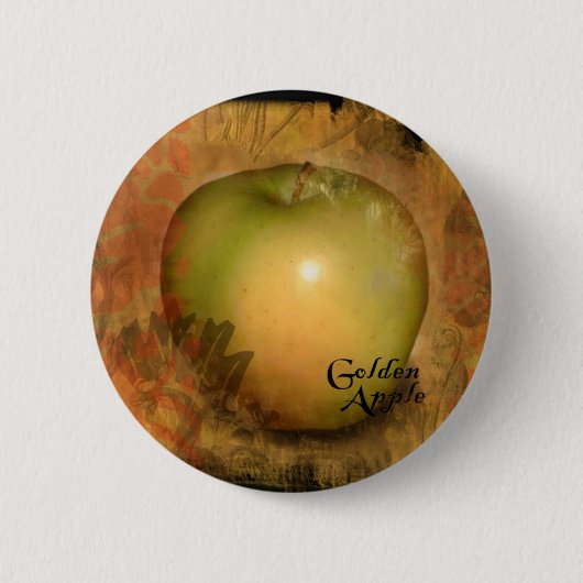 Gele appel ronde button 5,7 cm (Voorkant)