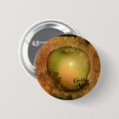 Gele appel ronde button 5,7 cm (Voorkant /achterkant)