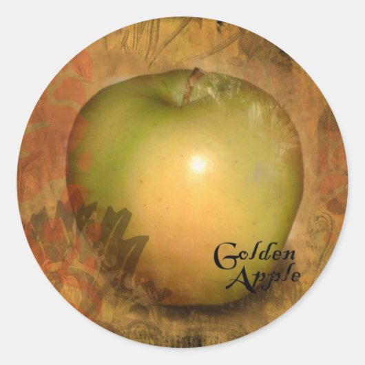 Gele appel ronde sticker (Voorkant)