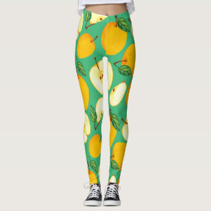 Gele appel: Sappig Waterverf patroon. Leggings