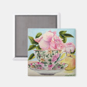 Gele appel & thee Cup magneet (Voorkant / Achterkant)