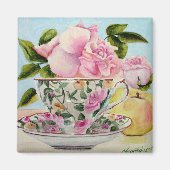 Gele appel & thee Cup magneet (Voorkant)