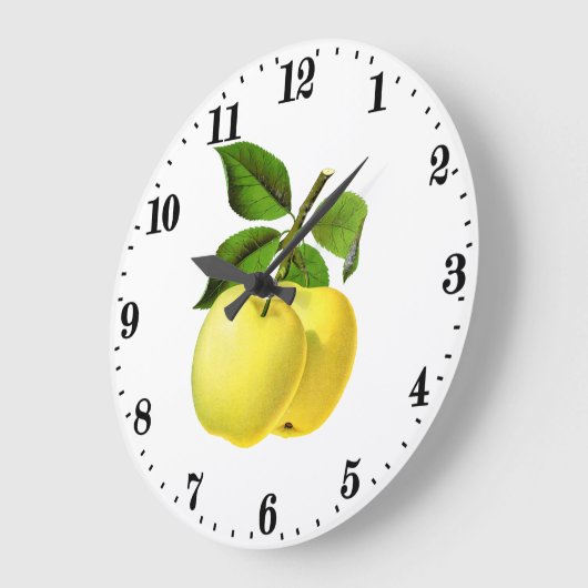  gele appels wandbekleding keuken grote klok (Hoek)