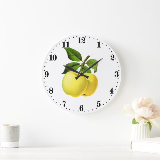  gele appels wandbekleding keuken grote klok (Huis)