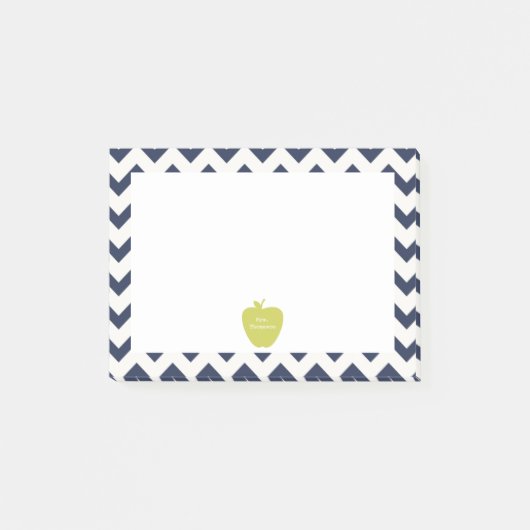 Gele Apple Navy Chevron Teacher Post-it® notes (Voorkant)