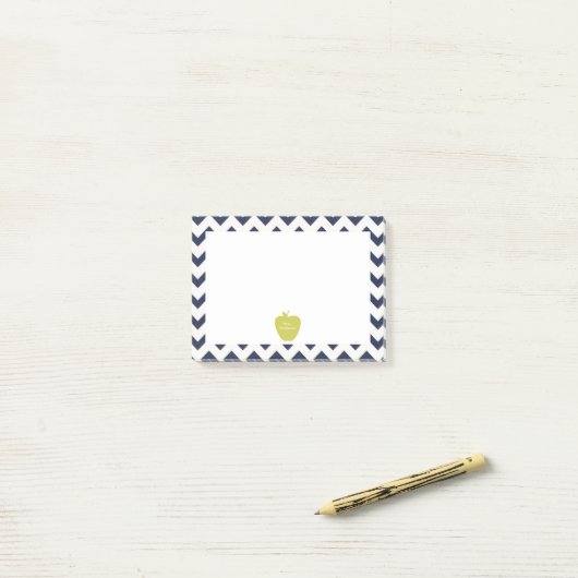Gele Apple Navy Chevron Teacher Post-it® notes (Op bureau)