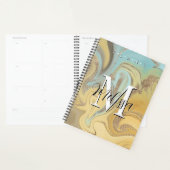 Gele Aqua Gold Modern Monogram Abstracte Planner (Display)