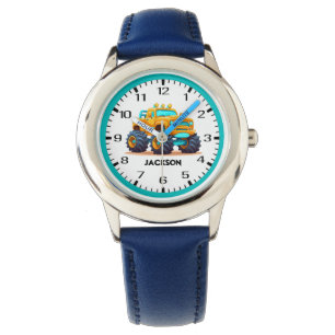 Gele Aqua Monster Truck Kinder Horloge