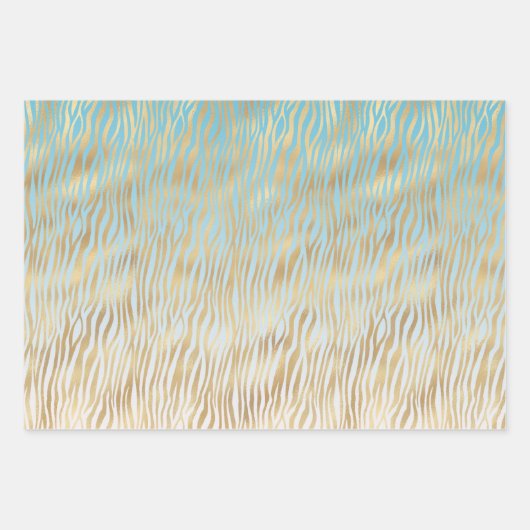 Gele Aqua Ombre Gold Zebra print Inpakpapier Vel (Voorkant 3)