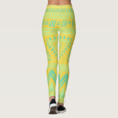 Gele Aqua Tribale Patroon Leggings (Achterkant)