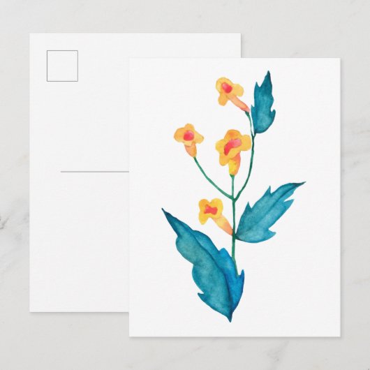 Gele aquarel bloem briefkaart (Voorkant / Achterkant)
