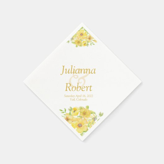 Gele aquarel bloemen servetten (Hoek)