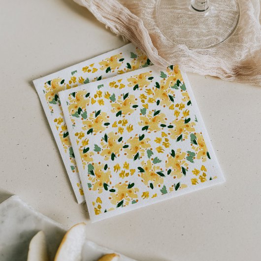 Gele Aquarel Bloementuin Servetten