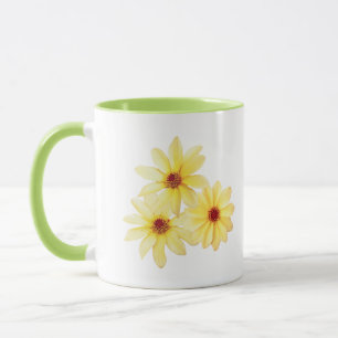 Gele aquarel dahlia zomerbloemen mok