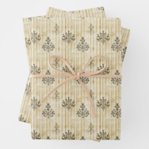 Gele aquarel motieven op geel inpakpapier vel