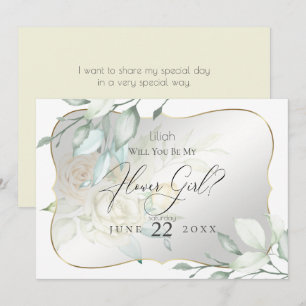 Gele Aquarel Rozen Wil je mijn bloemenmeisje zijn Kaart