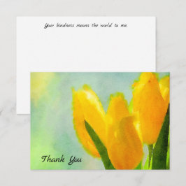 Gele Aquarel Tulpen Platte Bedankkaart