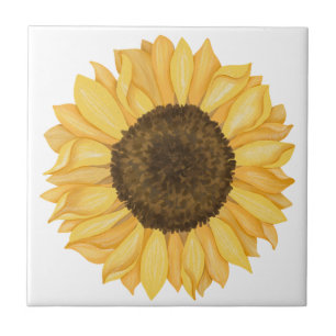 Gele Aquarel Zonnebloem Tegeltje