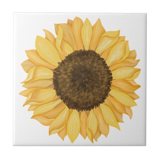 Gele Aquarel Zonnebloem Tegeltje (Voorkant)