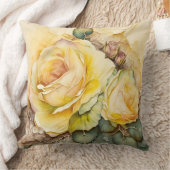 Gele Aquarelroos Vergroot Kussen (Deken)