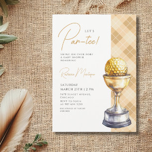 Gele Argyle Golf Trofee Laat Par-Tee Baby Shower Kaart