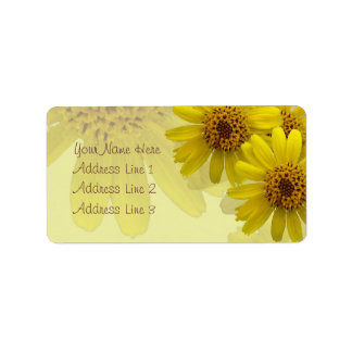Gele Arnica Bloesems Collage Etiket