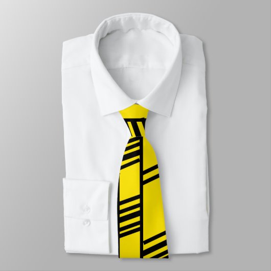 Gele Art Deco Lines Stropdas (Gebonden)