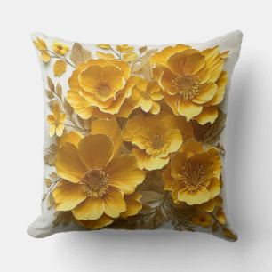 Gele artistieke botanische papierambacht ontwerp kussen