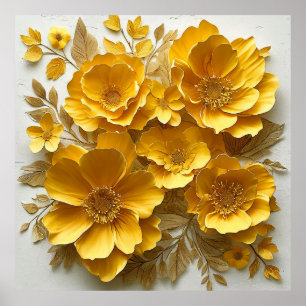 Gele artistieke botanische papierambacht ontwerp poster