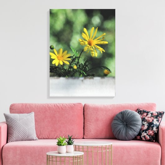 Gele Aster Wildflower Canvas Afdrukken (Insitu (Woonkamer))
