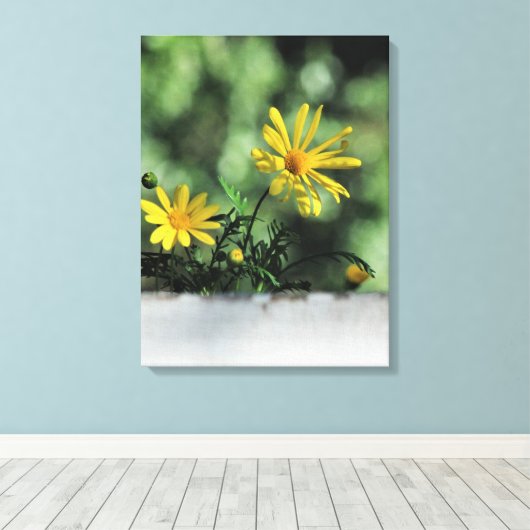 Gele Aster Wildflower Canvas Afdrukken (Insitu (Houten vloer))
