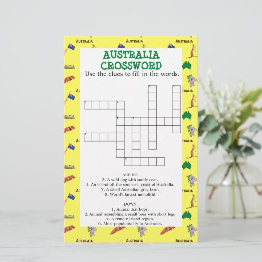 Gele Australische kruiswoordpapier (Staand voorkant)