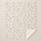 Gele Australische witte eucalyptusbladeren beige Sherpa Deken (Voorkant)