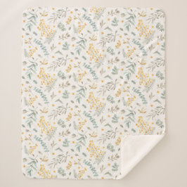 Gele Australische witte eucalyptusbladeren beige Sherpa Deken