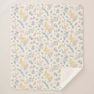 Gele Australische witte eucalyptusbladeren beige Sherpa Deken