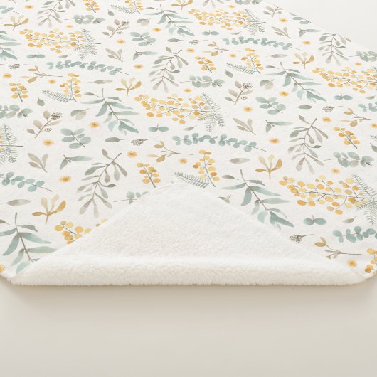 Gele Australische witte eucalyptusbladeren beige Sherpa Deken (3/4)