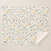 Gele Australische witte eucalyptusbladeren beige Sherpa Deken (Voorkant (horizontaal))