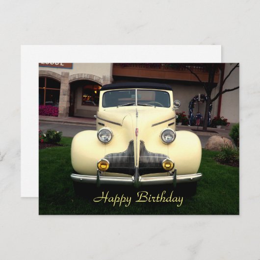 gele auto-dag briefkaart (Voorkant / Achterkant)