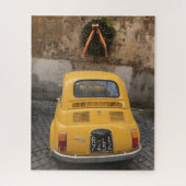 Gele auto Groene krans Holiday Joy Legpuzzel (Verticaal)