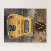 Gele auto Groene krans Holiday Joy Legpuzzel (Horizontaal)