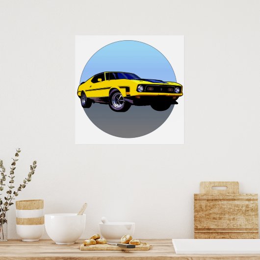 Gele auto poster (Keuken)
