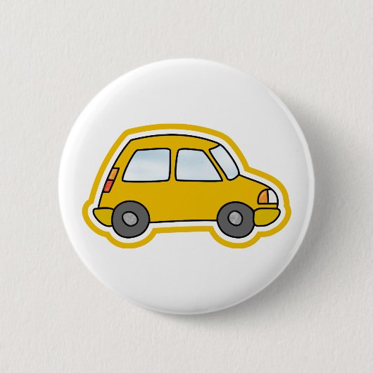 Gele auto ronde button 5,7 cm (Voorkant)