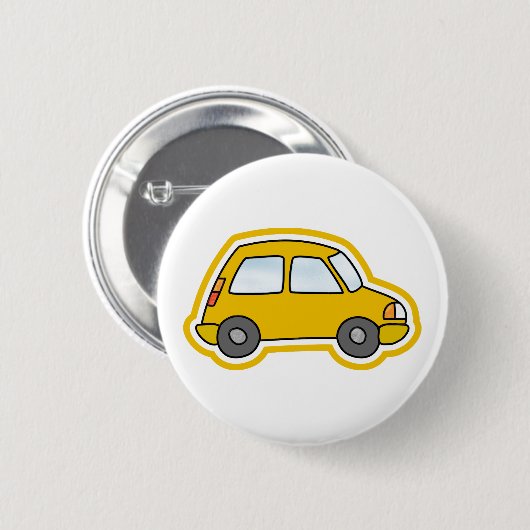 Gele auto ronde button 5,7 cm (Voorkant /achterkant)