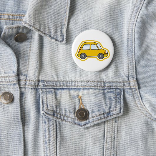 Gele auto ronde button 5,7 cm (In situ)